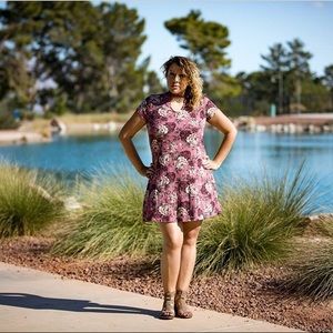 Mock Neck Floral Dress - Juniors/Joe Boxer